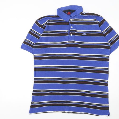 Robe Di Kappa Men's Blue Striped Cotton Polo Shirt L