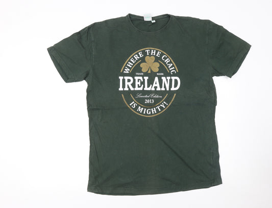 Traditional Craftwear Men's Green Slim Fit Ireland Graphic T-Shirt L