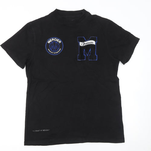 Mercier Men's Black XS Graphic Embroidered Cotton T-Shirt