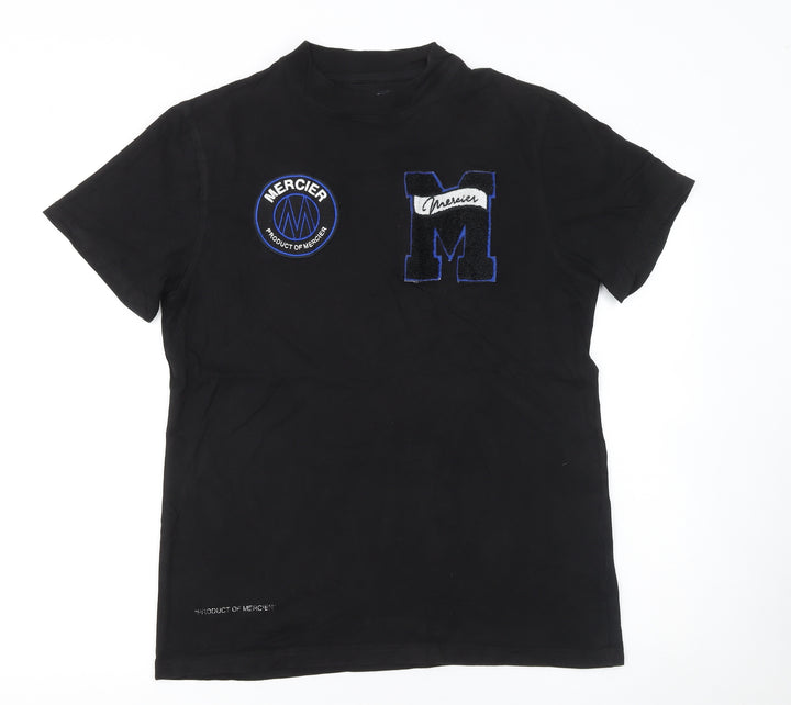 Mercier Men's Black XS Graphic Embroidered Cotton T-Shirt
