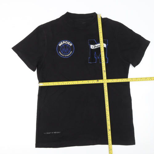 Mercier Men's Black XS Graphic Embroidered Cotton T-Shirt