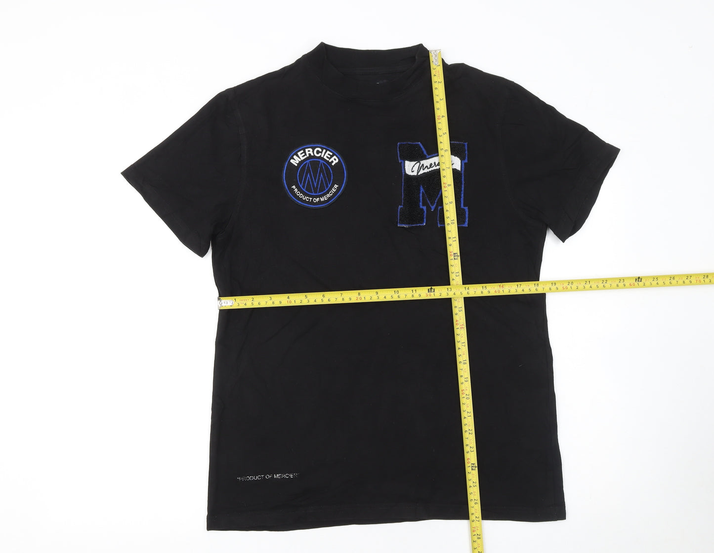 Mercier Men's Black XS Graphic Embroidered Cotton T-Shirt