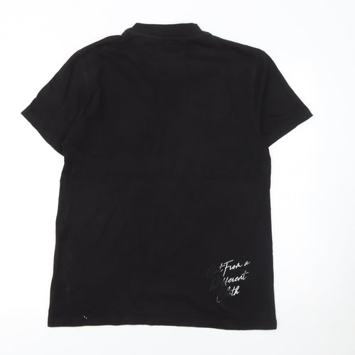 Mercier Men's Black XS Graphic Embroidered Cotton T-Shirt