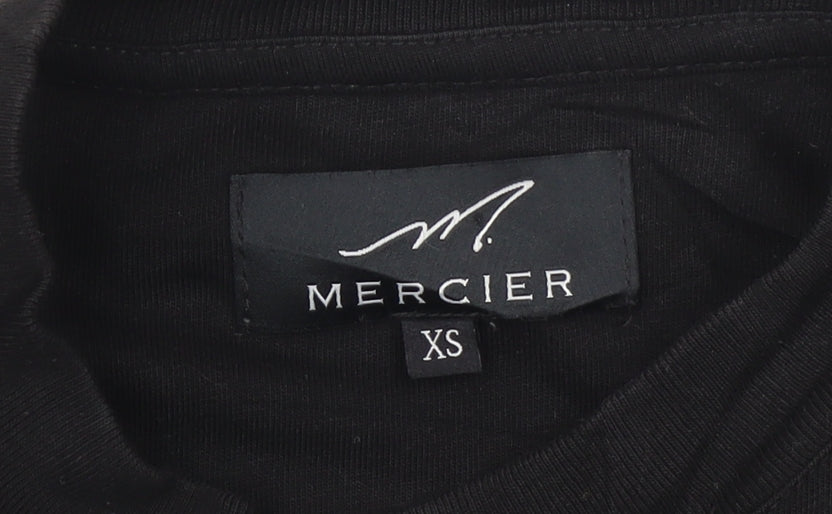 Mercier Men's Black XS Graphic Embroidered Cotton T-Shirt