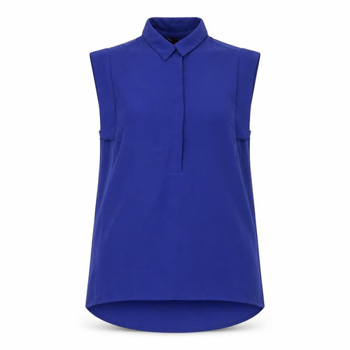 Mango Women’s Blue Sleeveless Collared Blouse Size S