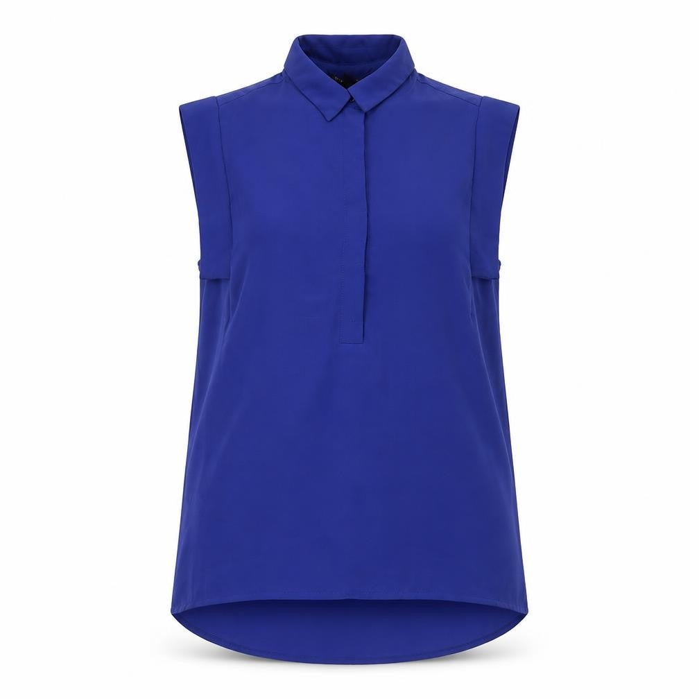 Mango Women’s Blue Sleeveless Collared Blouse Size S