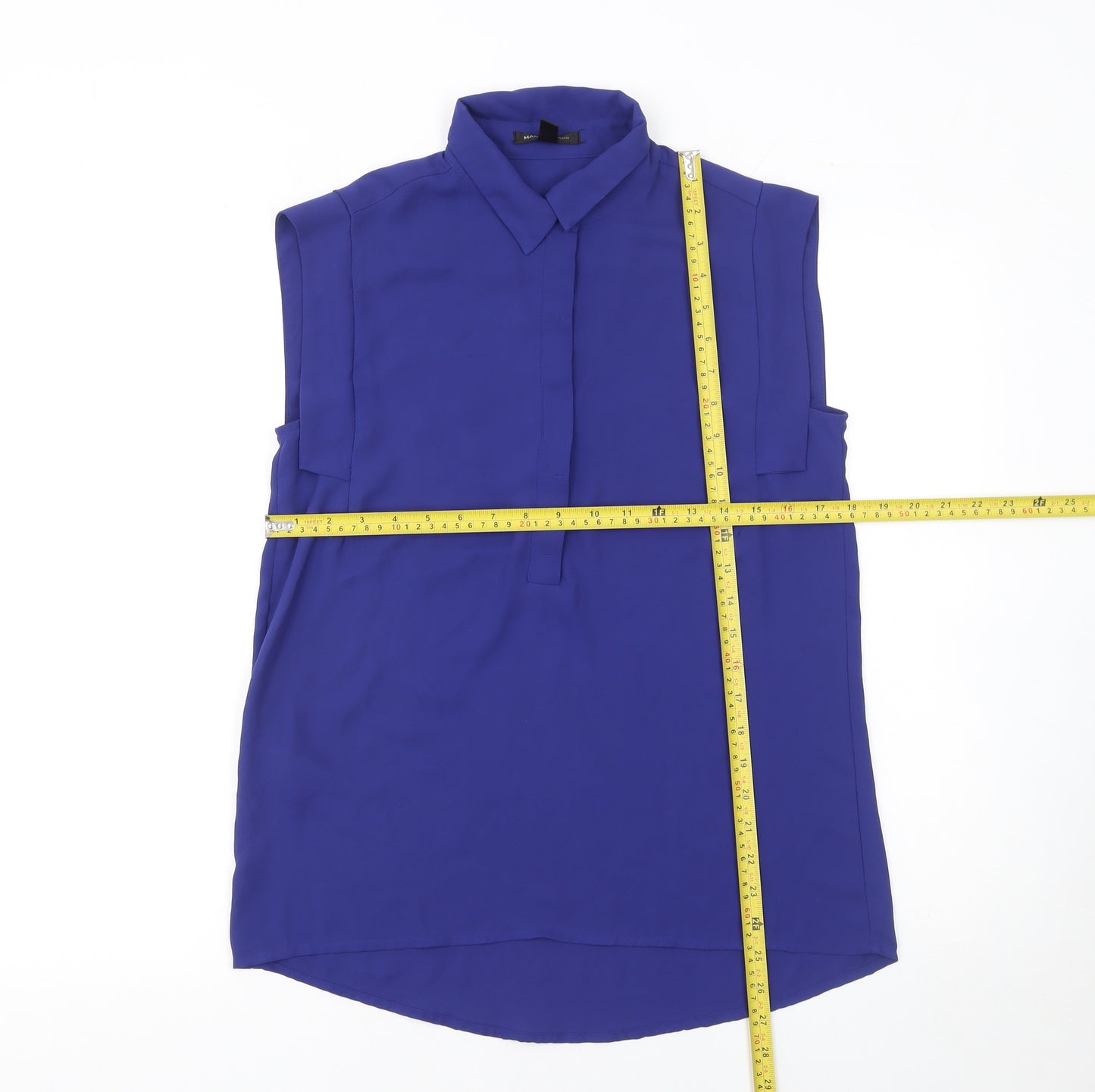 Mango Women’s Blue Sleeveless Collared Blouse Size S
