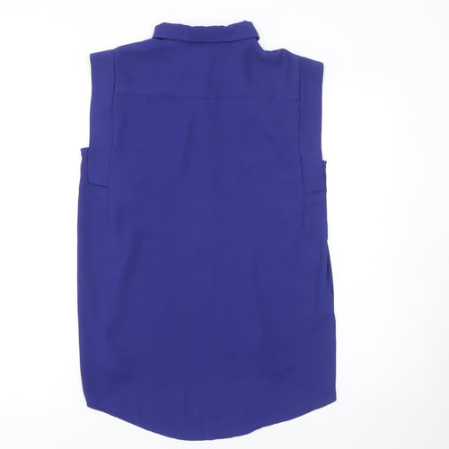 Mango Women’s Blue Sleeveless Collared Blouse Size S