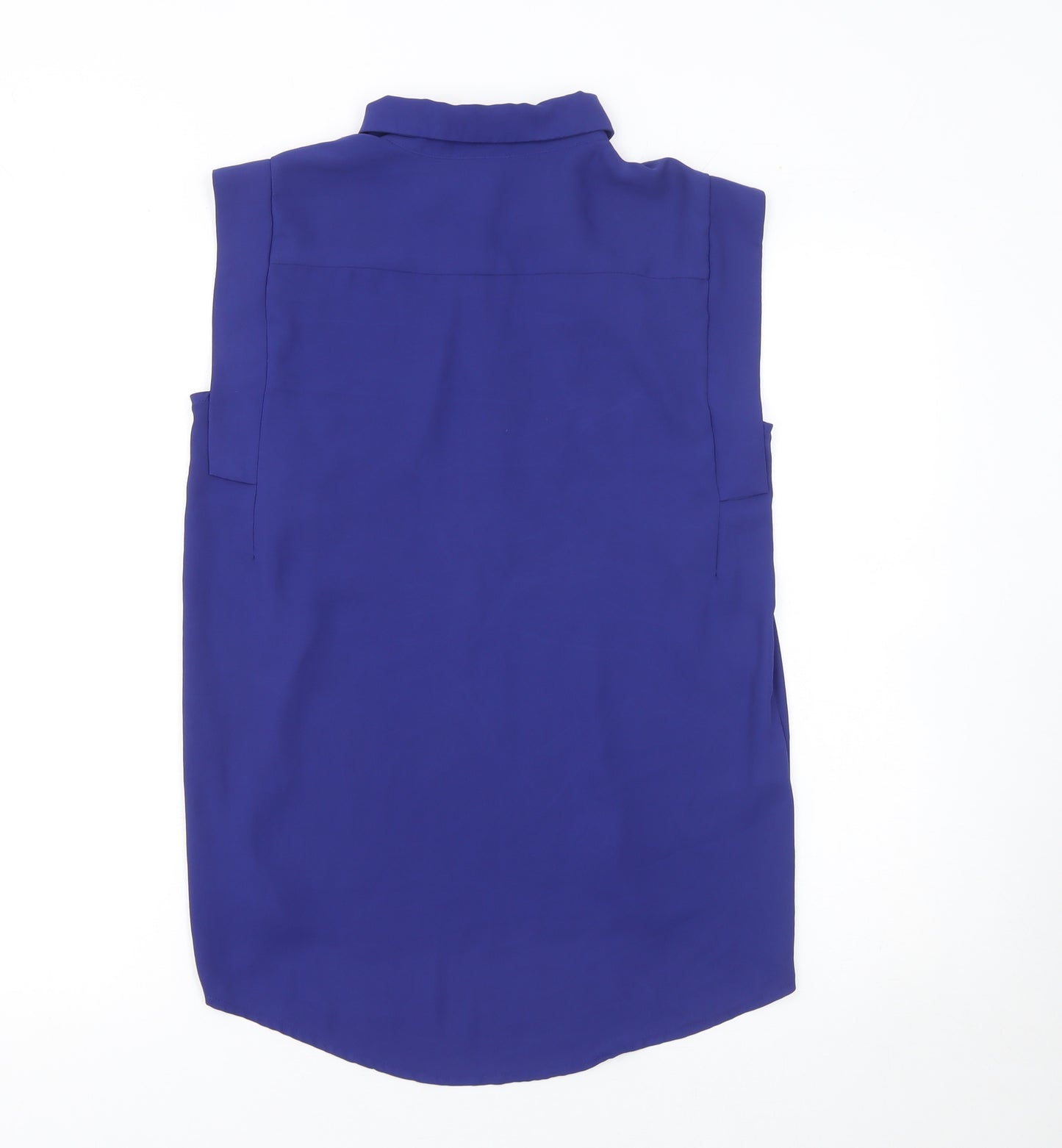 Mango Women’s Blue Sleeveless Collared Blouse Size S
