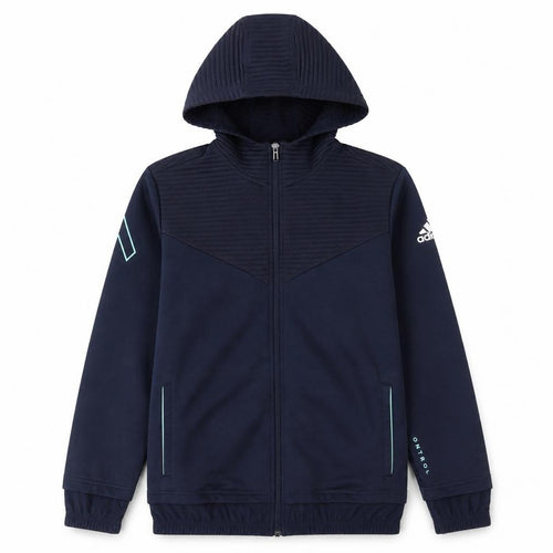 Adidas Boys Blue Full Zip Hoodie Size 13-14 Years L Sports Sweatshirt