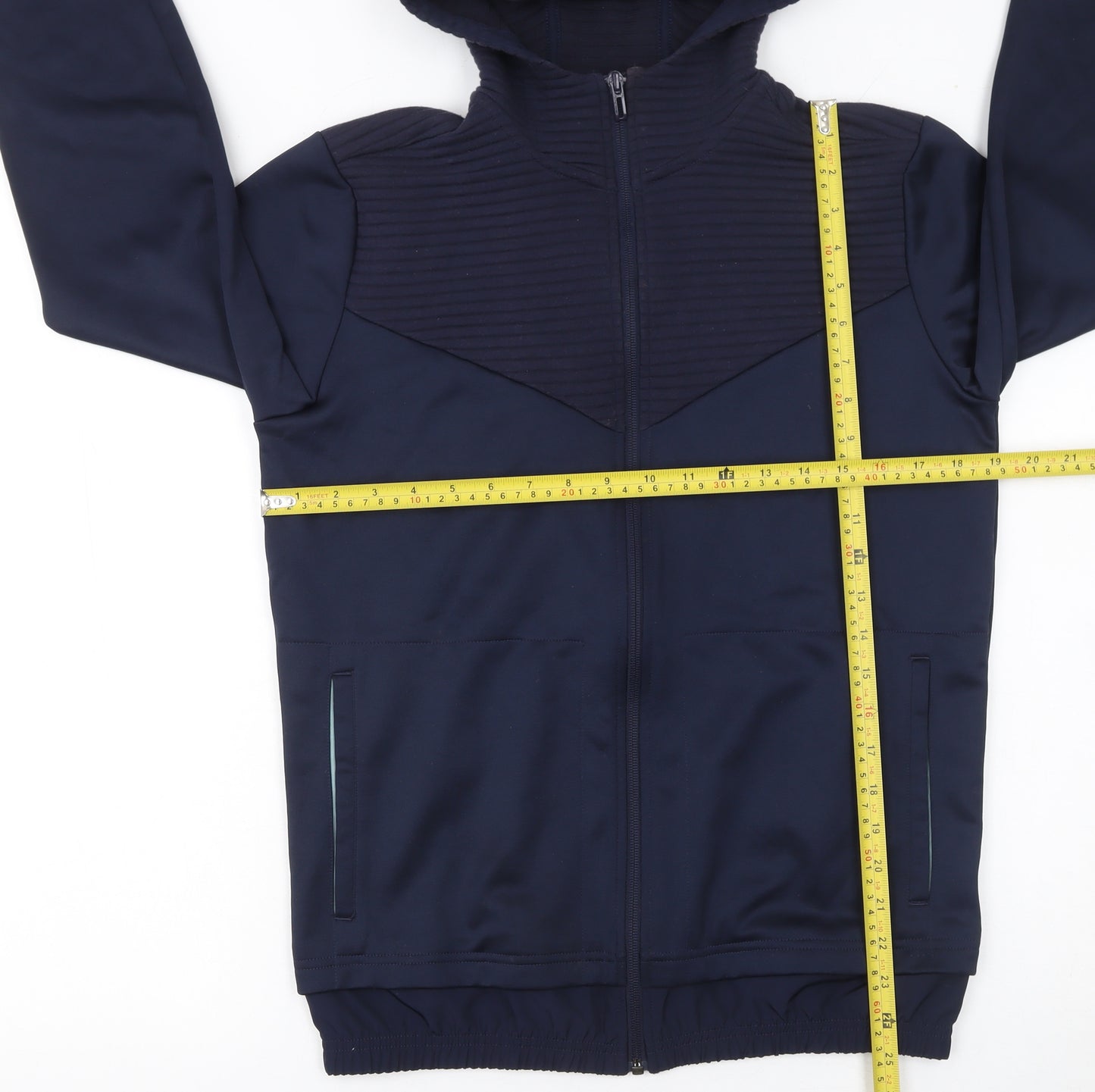 Adidas Boys Blue Full Zip Hoodie Size 13-14 Years L Sports Sweatshirt