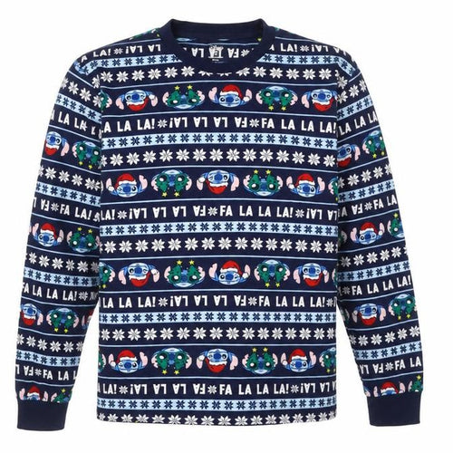 Disney Lilo & Stitch Men's Blue Christmas Cotton Pyjama Top M