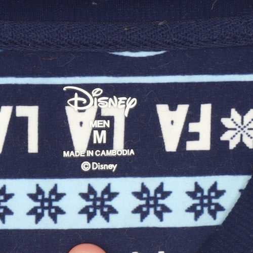 Disney Lilo & Stitch Men's Blue Christmas Cotton Pyjama Top M