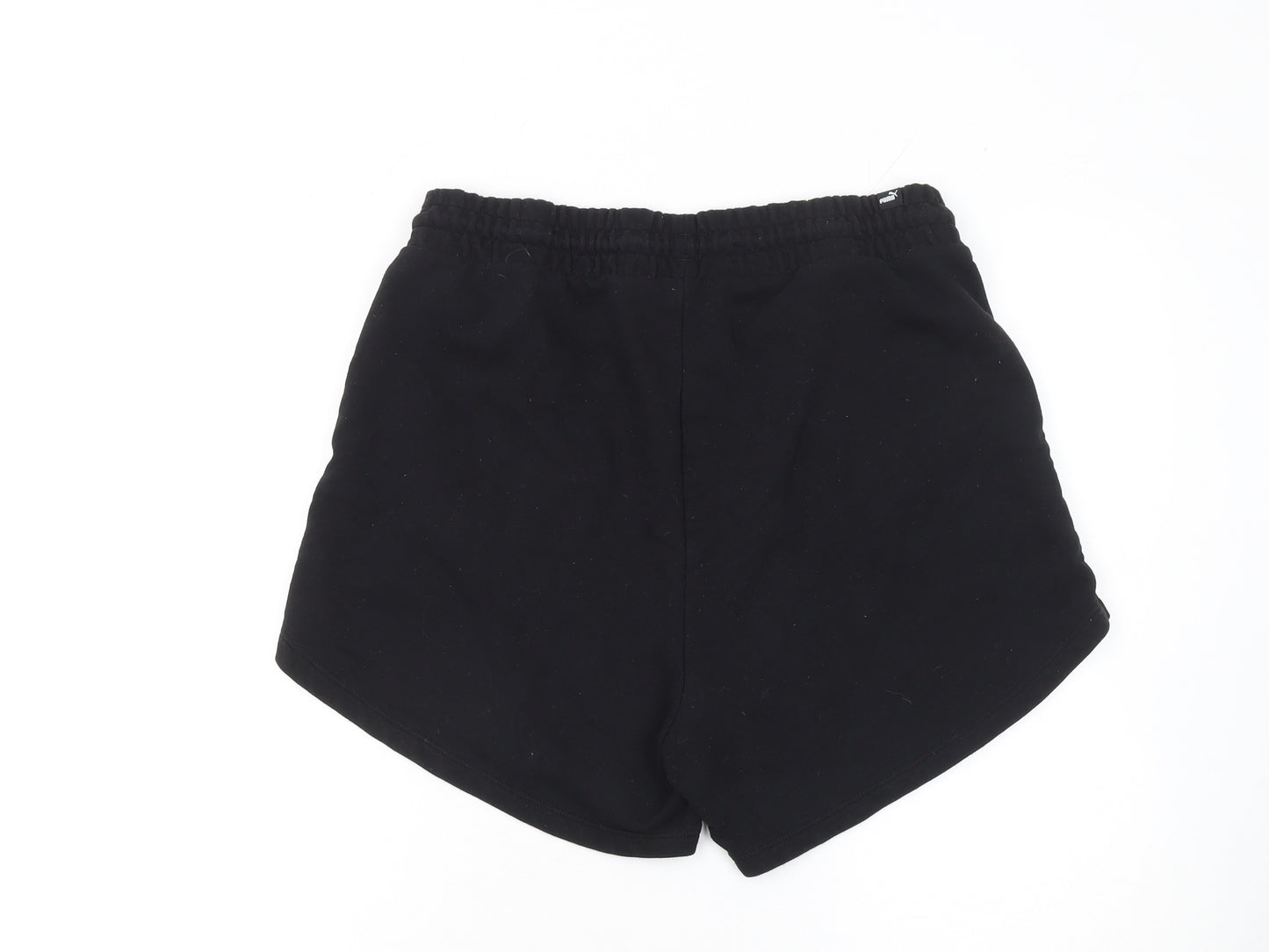 Puma Women’s Black L Sweat Shorts Drawstring Cotton Blend Activewear