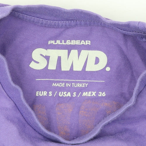 Pull & Bear STWD Men’s Purple Graphic Cotton T-Shirt Size S