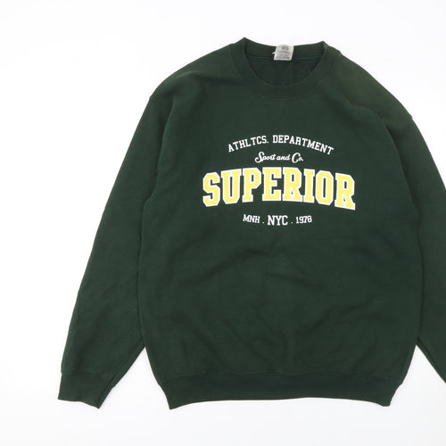 Missguided Women's Green Superior Graphic Crew Neck Sweatshirt Size M
