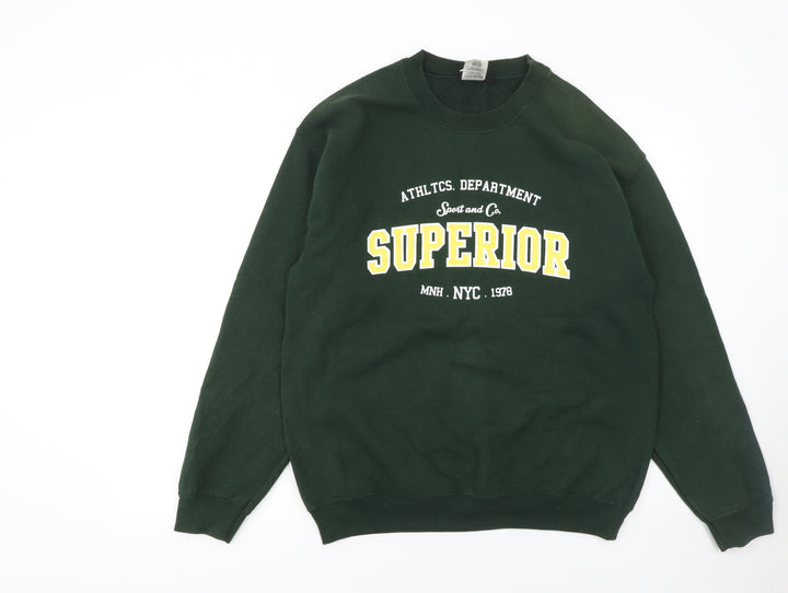 Missguided Women's Green Superior Graphic Crew Neck Sweatshirt Size M