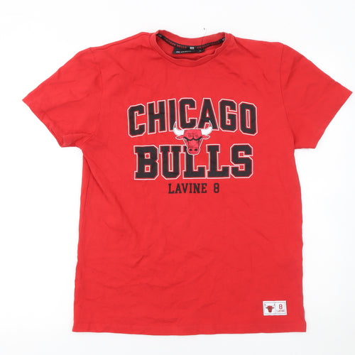 NBA Chicago Bulls Red Graphic T-Shirt Men S Cotton Short Sleeve