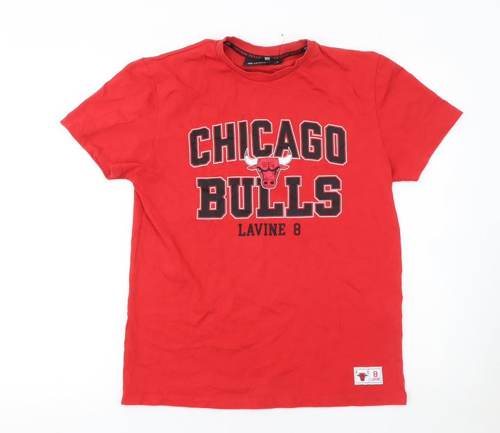 NBA Chicago Bulls Red Graphic T-Shirt Men S Cotton Short Sleeve