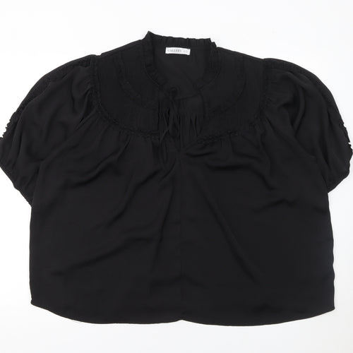 Gallery Womens Black XL Tunic Blouse Puff Sleeve High Neck
