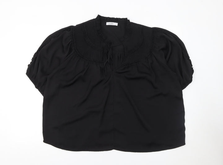 Gallery Womens Black XL Tunic Blouse Puff Sleeve High Neck