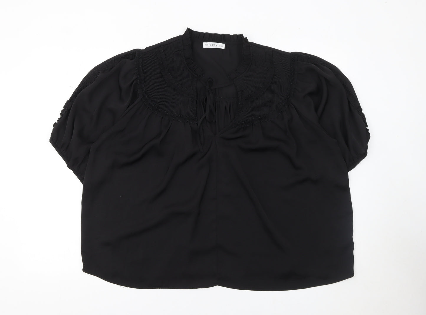 Gallery Womens Black XL Tunic Blouse Puff Sleeve High Neck