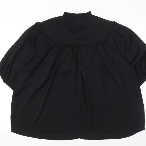 Gallery Womens Black XL Tunic Blouse Puff Sleeve High Neck