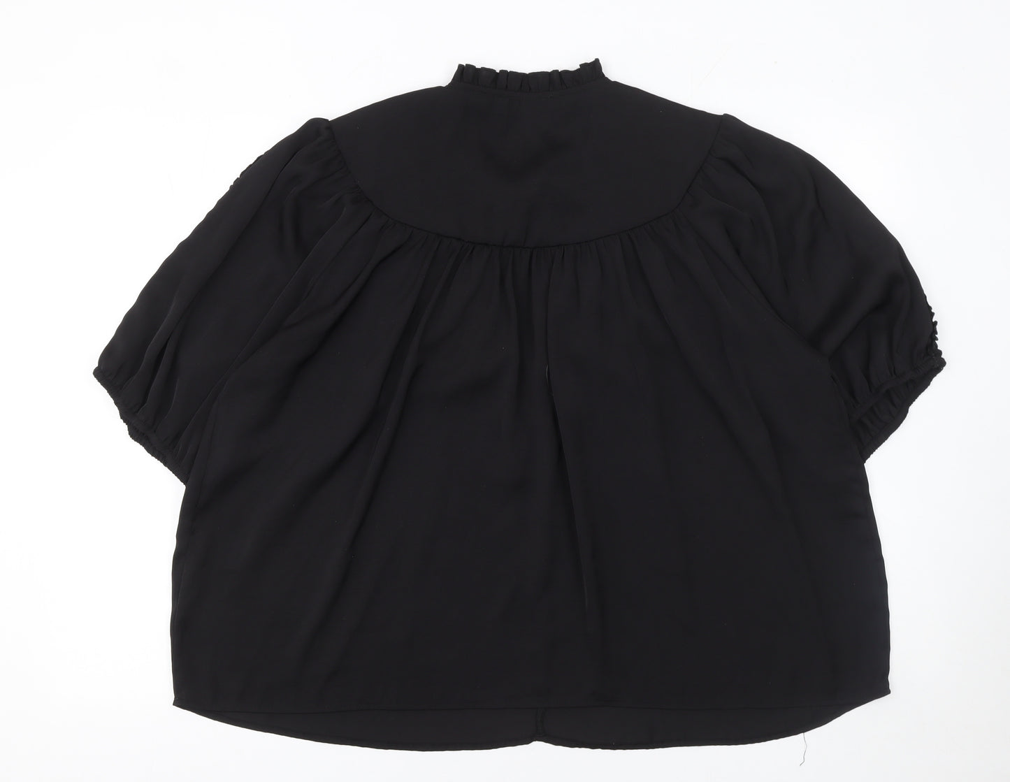 Gallery Womens Black XL Tunic Blouse Puff Sleeve High Neck