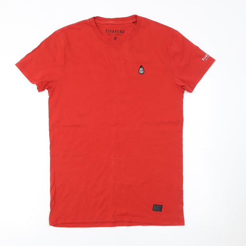 Firetrap Men's Red Cotton Crew Neck Short Sleeve T-Shirt XS