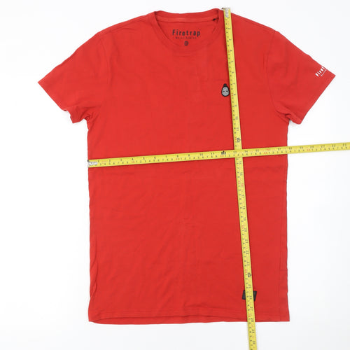 Firetrap Men's Red Cotton Crew Neck Short Sleeve T-Shirt XS