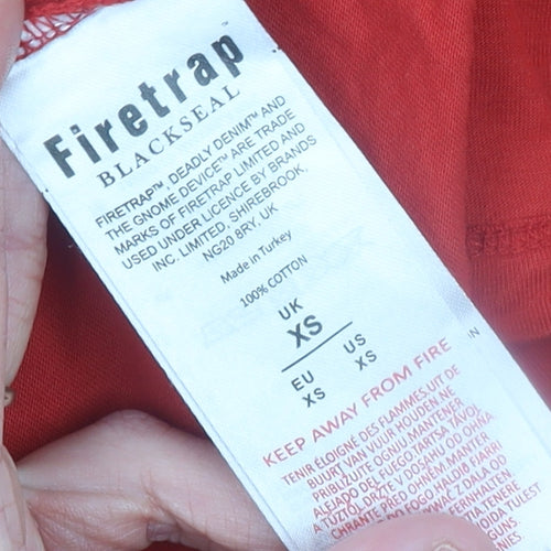 Firetrap Men's Red Cotton Crew Neck Short Sleeve T-Shirt XS