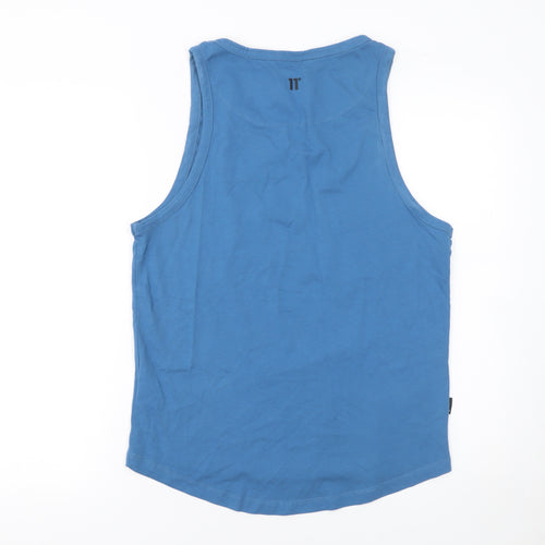 11 Degrees Men's Blue Sleeveless Slim Fit Cotton T-Shirt S