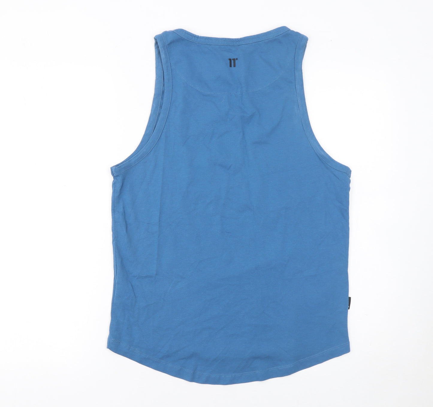 11 Degrees Men's Blue Sleeveless Slim Fit Cotton T-Shirt S