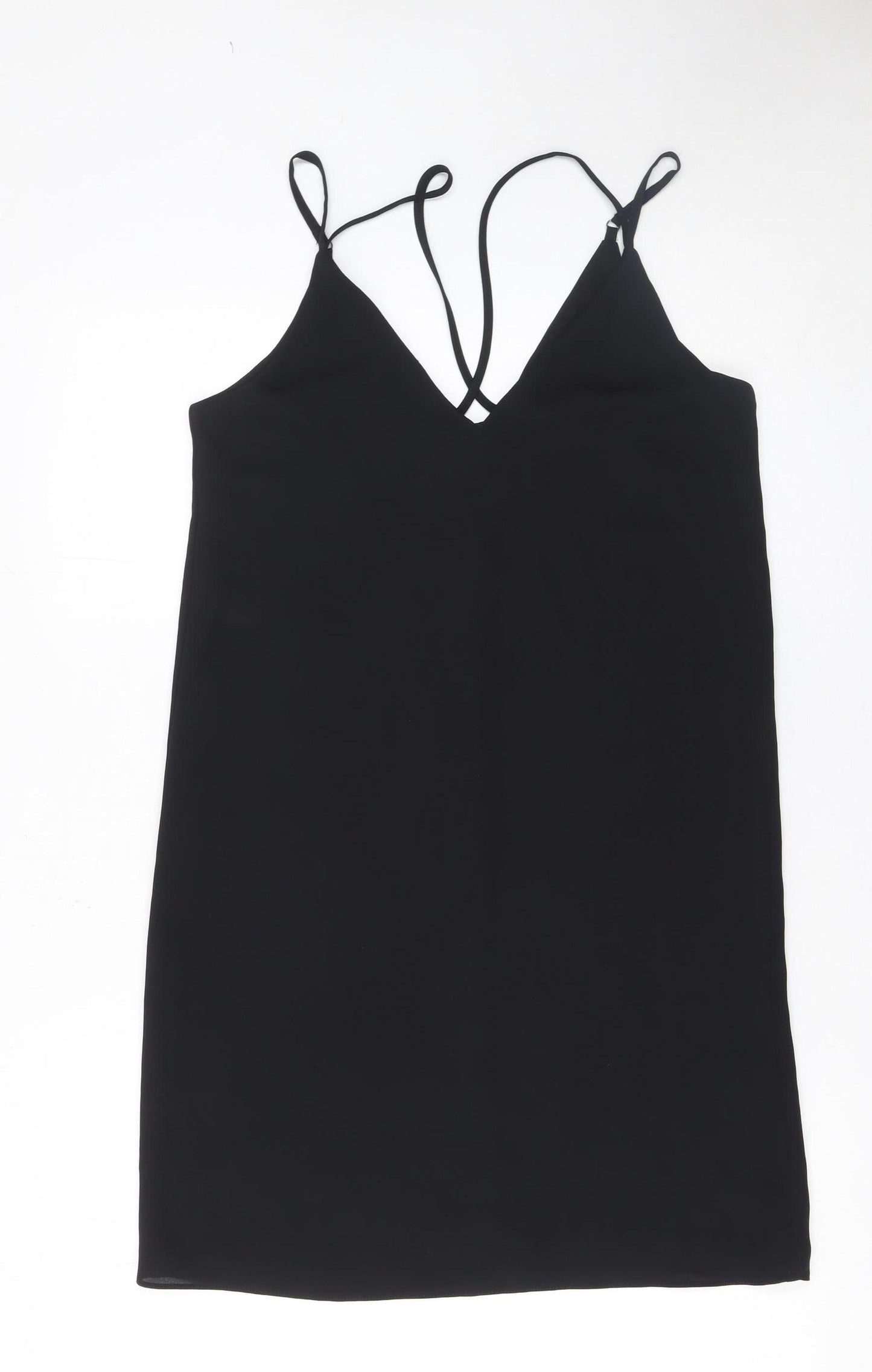 Topshop Women’s Black Size 8 Slip Dress Sleeveless Short Polyester