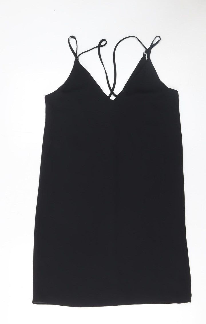 Topshop Women’s Black Size 8 Slip Dress Sleeveless Short Polyester