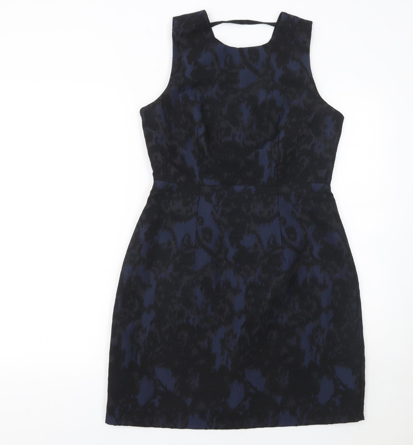H&M Women’s Blue Jacquard Sheath Knee Length Dress Size 10