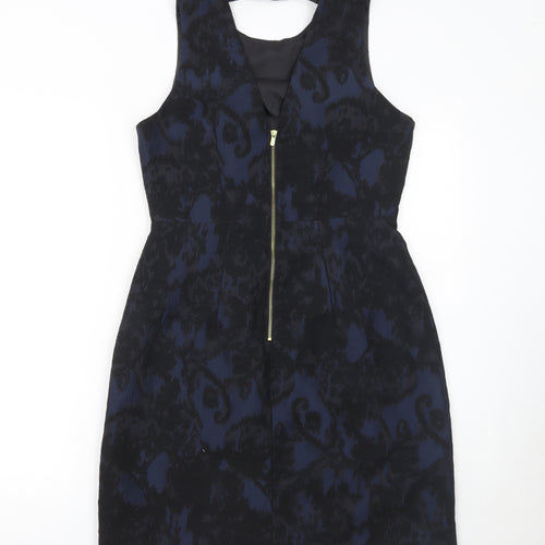 H&M Women’s Blue Jacquard Sheath Knee Length Dress Size 10