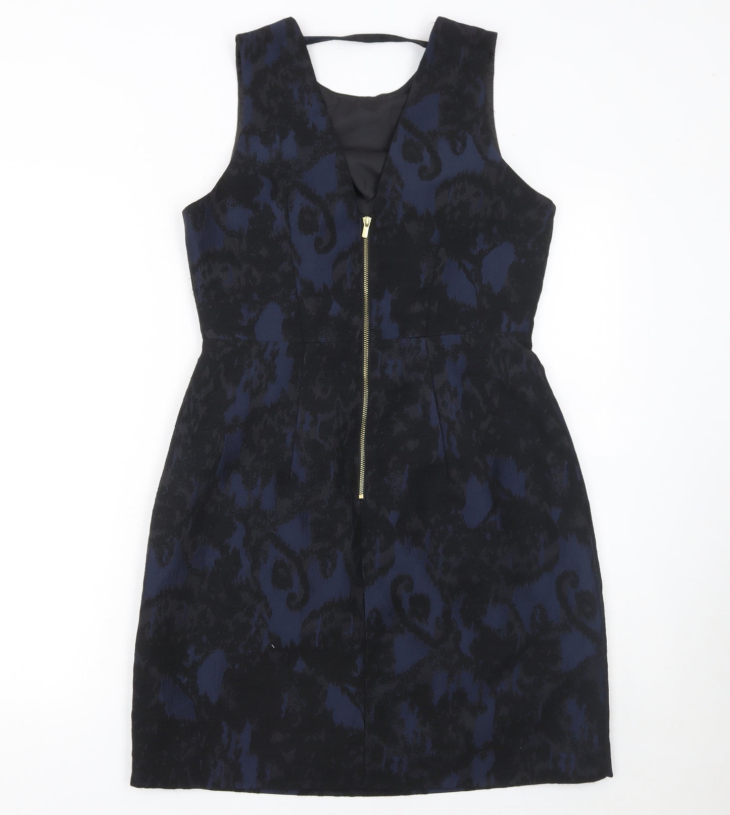 H&M Women’s Blue Jacquard Sheath Knee Length Dress Size 10