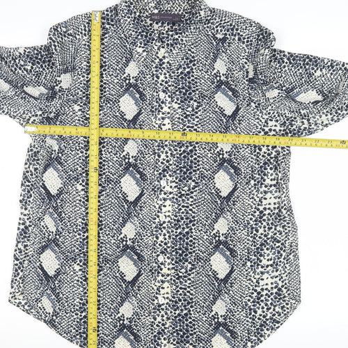 Marks and Spencer Womens Blue Animal Print Button-Up Shirt Size 12