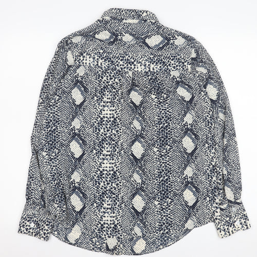 Marks and Spencer Womens Blue Animal Print Button-Up Shirt Size 12