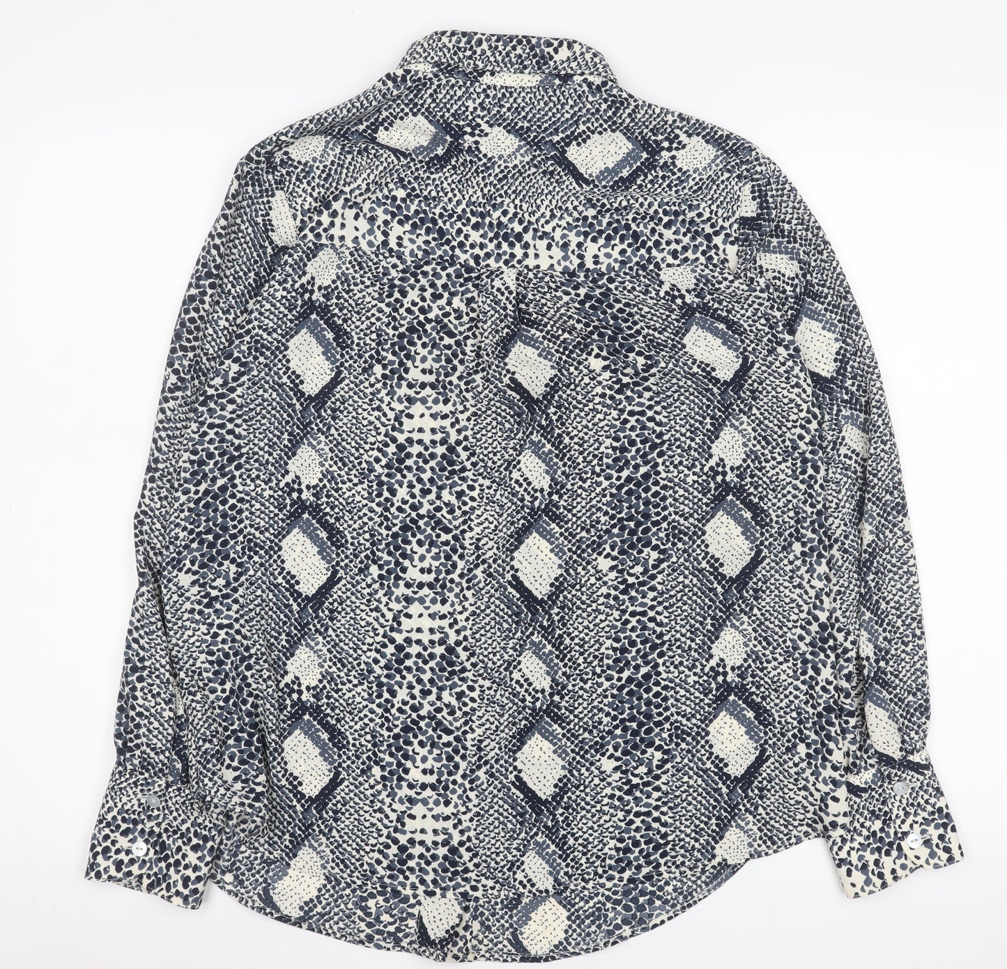 Marks and Spencer Womens Blue Animal Print Button-Up Shirt Size 12