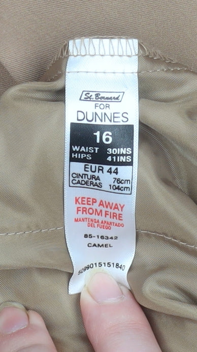 Dunnes Men’s Beige Regular Fit Pleated Trousers Size 16 30in Waist