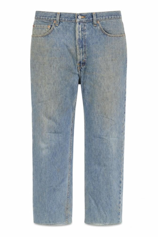 Front view of Levi's Men's Blue 505 Regular Fit Straight Denim Jeans 36x30