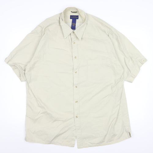 Club Room Men Beige XL Short Sleeve Cotton Button-Up Shirt