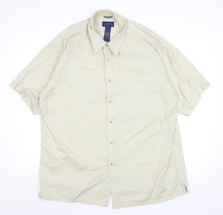Club Room Men Beige XL Short Sleeve Cotton Button-Up Shirt