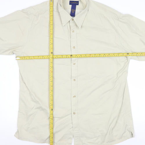 Club Room Men Beige XL Short Sleeve Cotton Button-Up Shirt