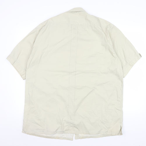 Club Room Men Beige XL Short Sleeve Cotton Button-Up Shirt