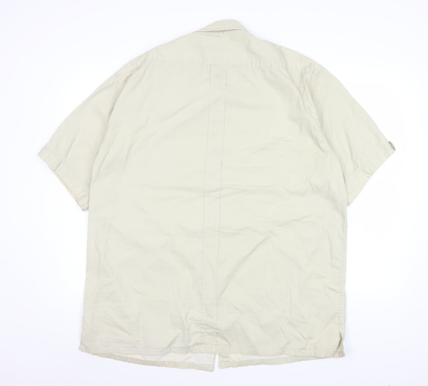 Club Room Men Beige XL Short Sleeve Cotton Button-Up Shirt