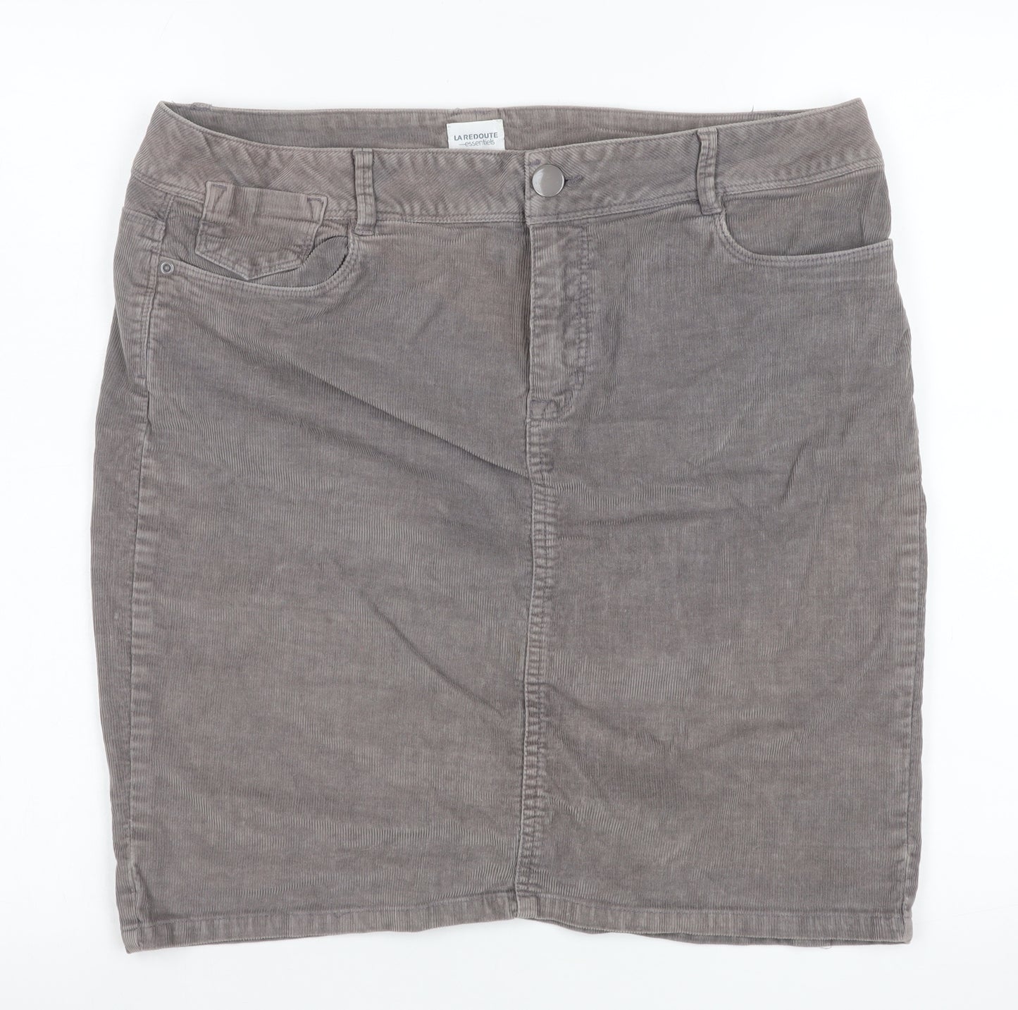 La Redoute Women’s Grey Corduroy Pencil Skirt Size 14 Stretch
