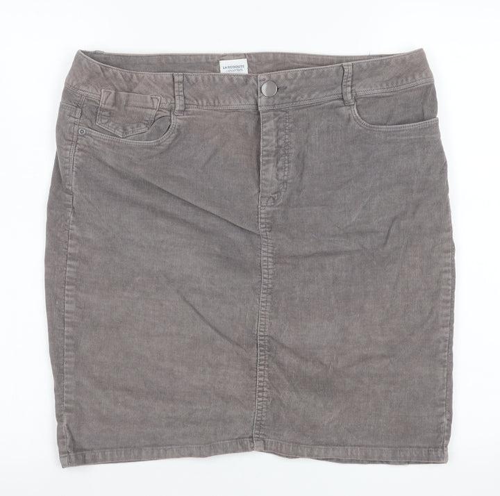 La Redoute Women’s Grey Corduroy Pencil Skirt Size 14 Stretch